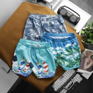 Quần short đi biển bigsize 100kg chất dù mỏng nhẹ lót lưới , Quần đùi đi biển unisex - 3bros