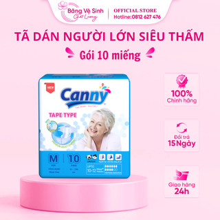 Tã dán người già canny siêu thấm, bỉm dán người già chất lượng size m10, m/l10, xl10 miếng
