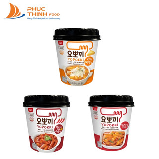 [QUÀ TẶNG] Combo 3 vị: Phomai, cay ngọt, siêu cay - Bánh gạo Hàn Quốc Yopokki- dạng cốc 120g tokpokki