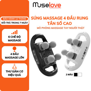 Máy Massage Cầm Tay MUSELOVE 4 Đầu Mát Xa Thư Giãn Cơ Diện Tích Lớn, Rung Cơ Tần Số Cao 6 Mức Điều Chính SMS05