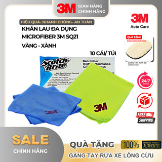 [SSPIC199K - GIẢM 10% ]Khăn Lau Đa Năng Cao Cấp Microfiber 3M™ SQ21 (vàng - xanh)