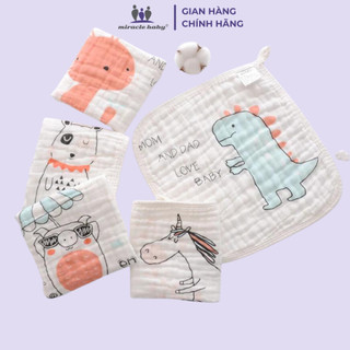 Miraclebaby - Set 5 khăn sữa/khăn xô 6 lớp cao cấp 100% cotton cho em bé - 30x30cm