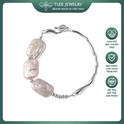 Lắc tay bạc nữ TLEE, vòng tay khóa cài mix trai nước ngọt hình khối lạ TLEE JEWELRY LT0322