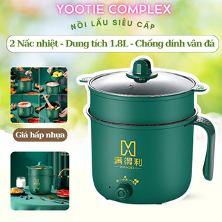 Nồi Lẩu Mini 2 Nấc Nhiệt Kèm Giá HấpXào Nấu Tiện Lợi Chống Dính, Ca Mì Siêu Tốc Nấu Được Mọi Thứ