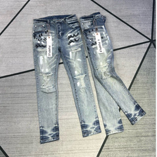 Quần purple xanh rách gối vẩy sợ nhẹ hai mặt hot new nam nữ