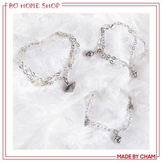 Vòng tay đính hạt phối dây xích sợi nhỏ