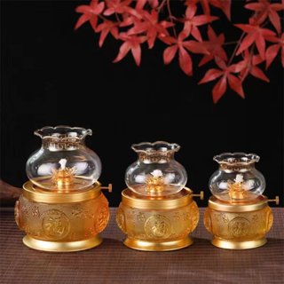 Đèn dầu thủy tinh lưu ly phối đồng MS01 cao cấp ( vật phẩm bàn thờ ) - phật giáo tường thuận