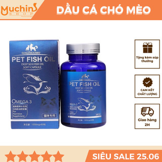  Viên nang dầu cá biển sâu GUOZHOUMU cho mèo, bổ sung Omega 3, giảm rụng lông, viêm da - Dầu Cá cho Chó Mèo