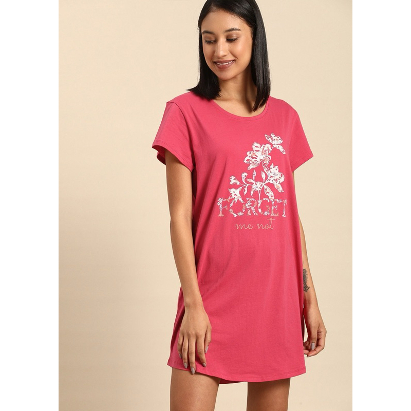 Đầm Thun Cotton Tay Ngắn Cổ Tròn Mặc Ngủ Mặc Bầu TRUMPH Hàng Xuất Xịn Chất Cao Cấp Mịn Siêu Mát Hồng