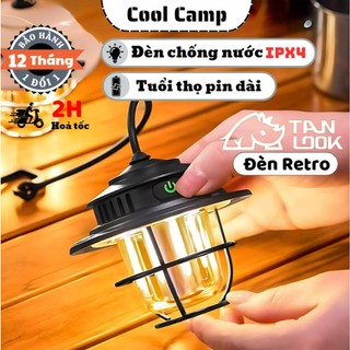 Đèn Led Cắm Trại Dã Ngoại 200Lumens, Đèn Retro Phong Cách Vintage 4 Chế Độ Sáng Pin Dung Lượng Lớn