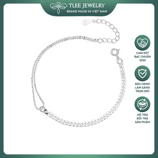 Lắc tay bạc nữ tlee dây hạt bi kết hợp dây đơn dẹt cá tính tlee jewelry