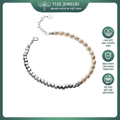 Lắc tay bạc nữ TLEE chuôi bi lục giác phay mix trai nuôi nước ngọt nữ tính TLEE JEWELRY LT0240
