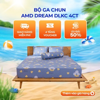Bộ ga chun 100% cotton Amando Dream DLKC 4CT thoáng mát đa dạng màu sắc