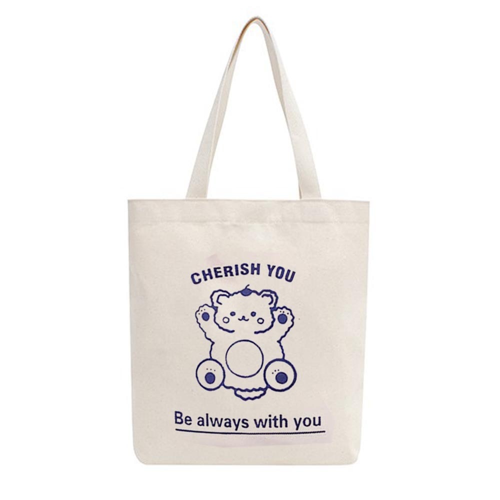Túi Tote Vải Mộc GK Có Dây Kéo Khóa (túi con) In Hình Cherish You M19 - KT 34X38cm