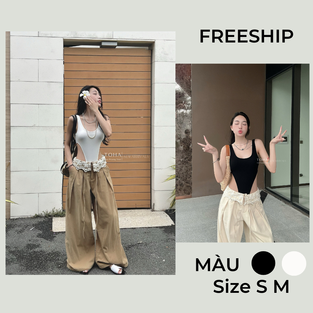 [ THIẾT KẾ MỚI ] Set Bodysuit Quần Dài Phối Ren