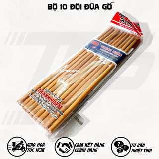 Bộ 10 đũa gỗ thành nhân - đũa gỗ quốc dân - bộ 10 đôi đũa gỗ