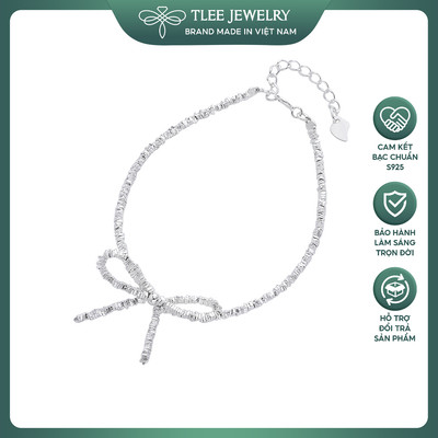 Lắc tay bạc nữ TLEE hạt bạc vỡ tết hình nơ xinh xắn TLEE JEWELRY LT0260