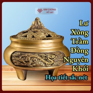 Lư xông trầm bằng đồng, lư đốt trầm xông nhà đồng nguyên khối cao cấp