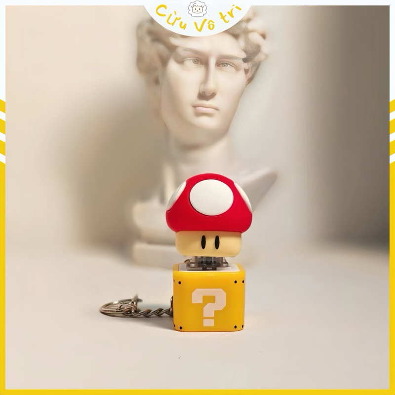Móc khóa hình nấm mario xả stress có âm thanh và đèn led, Nút trang trí bàn phím,