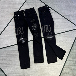 Quần jeans Ami vá vải đen trắng 4 cúc hottrend