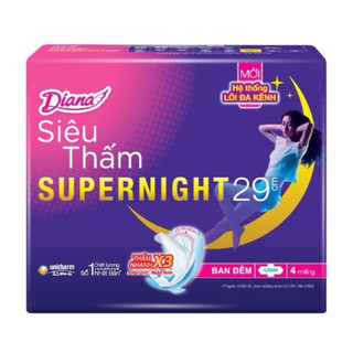 Băng vệ sinh Diana Super Night Ban đêm 29cm ( gói 4 miếng)
