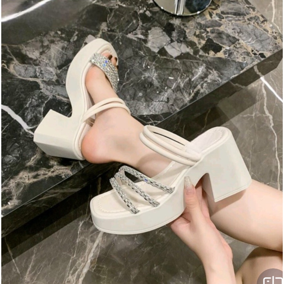 Dép xuồng nữ cao 9 cm NGỌC TRINH STORE xoằn 3 đường tiểu thư phong cách hàn quốc_ Mã 026_ L1A. | BigBuy360 - bigbuy360.vn