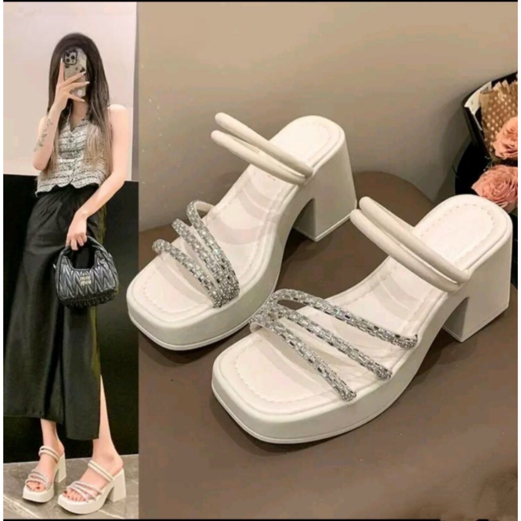 Dép xuồng nữ cao 9 cm NGỌC TRINH STORE xoằn 3 đường tiểu thư phong cách hàn quốc_ Mã 026_ L1A.