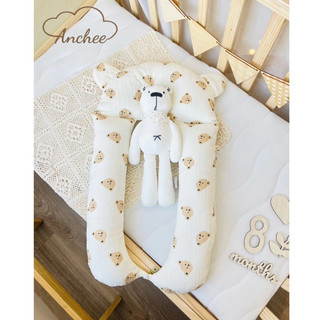Gối ôm chữ U, gối chặn đa năng cho bé 3 trong 1 gối chống méo đầu, gối chặn và gối ôm - tutustore