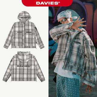 Áo khoác flannel có mũ local brand DAVIES form rộng vải nỉ caro đen trắng 2 lớp dày dặn Flannel Hooded Jacket I D38-AK1