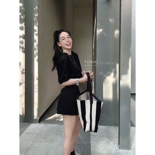 [ HOT HIT ] Set Váy Áo Crop Đính Nơ Nhỏ