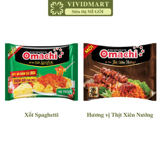  - MASAN - Mì gói trộn Omachi 2 vị: Spaghetti, Thịt xiên nướng (82- 91g/gói) - Omachi gói trộn, mì trộn Omachi