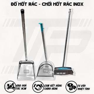Đồ hốt rác inox - cây hốt rác inox kèm chổi quét inox - ky rác inox