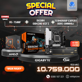 Combo amd b650m gaming wifi + r5 7500f + ram teamgroup expert ddr5 6000mhz 32gb