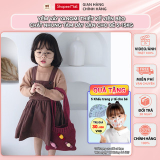 YM147 - Yếm váy thiết kế viền bèo Yang Mi đáng yêu chất nhung tăm dày dặn thời trang hè thu cho bé 5-15kg