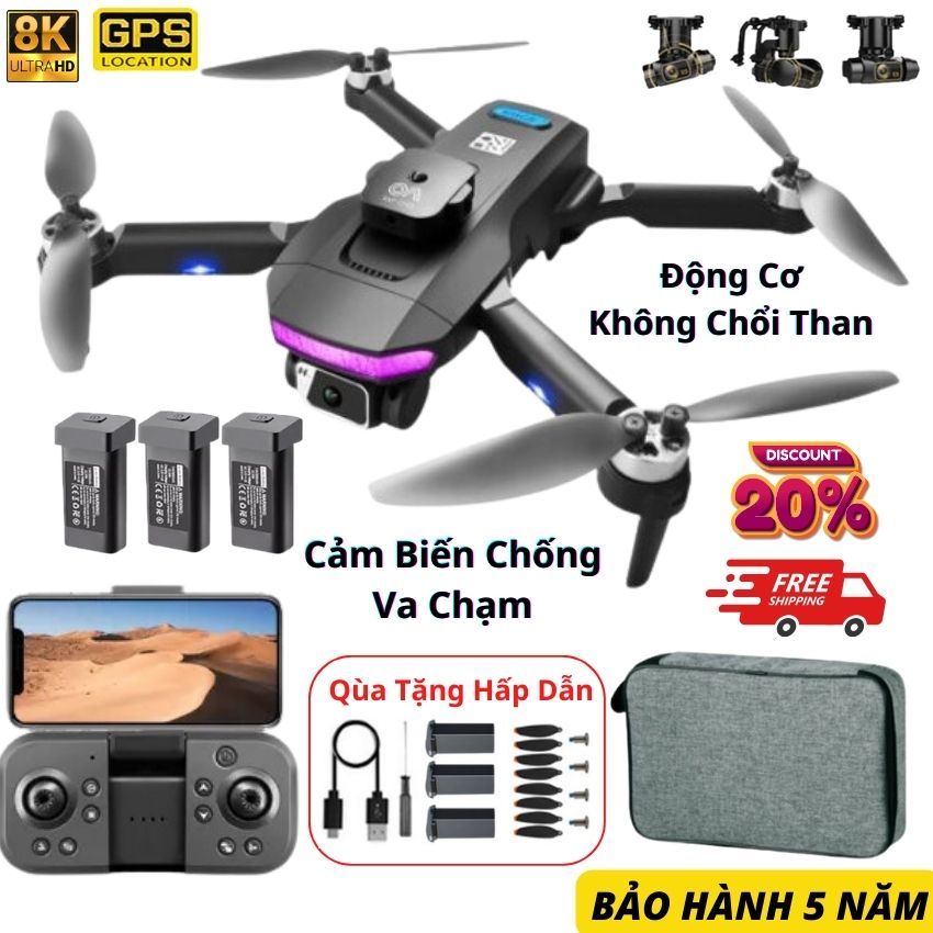  Flycam mini D8 pro định vị GPS Động cơ không chổi than Máy bay camera 8k Play cam Plycam Drone. 