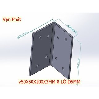  Pát V50x50x100x3mm 8 lỗ d5mm 