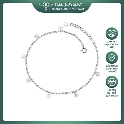 Lắc chân bạc nữ TLEE treo hạt đá sáng lấp lánh đơn giản TLEE JEWELRY LC0109
