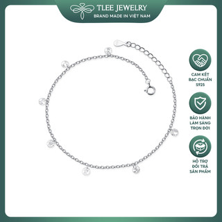 Lắc chân bạc nữ TLEE treo hạt đá sáng lấp lánh đơn giản TLEE JEWELRY LC0109