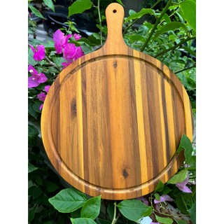 Thớt gỗ tròn teak 2 mặt kháng khuẩn đa năng - Thớt gỗ trang trí đồ ăn kiểu dáng Vintage