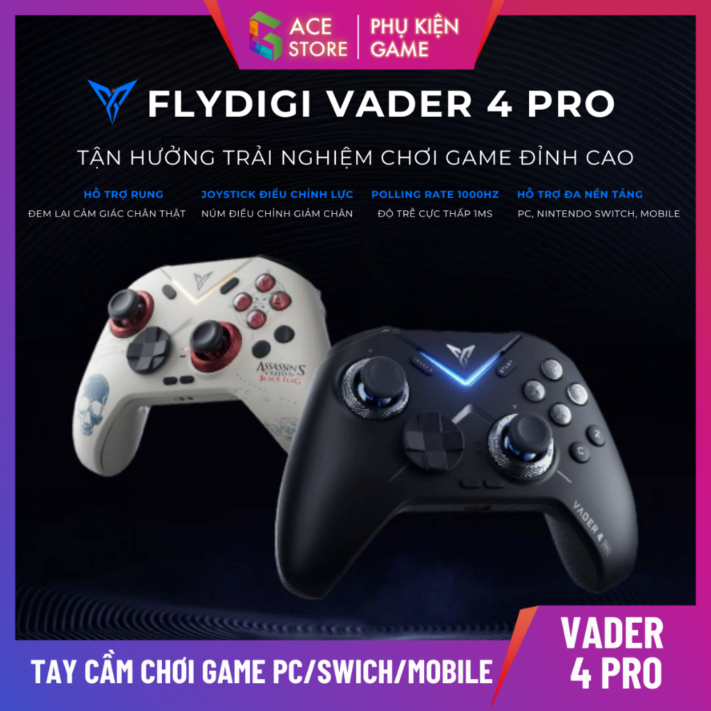 [Chính Hãng] Flydigi Vader 4 Pro | Tay cầm chơi game Joystick Điều Chỉnh Lực, Polling Rate 1000Hz