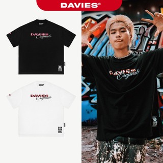 Áo thun cotton nam nữ local brand DAVIES form rộng tay lỡ màu đen, trắng Tee Flannel Type Logo l D37-T2