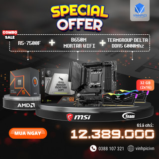 Combo amd b650m mortar wifi + r5 7500f + ram teamgroup delta rgb ddr5 32gb 6000mhz ddr5