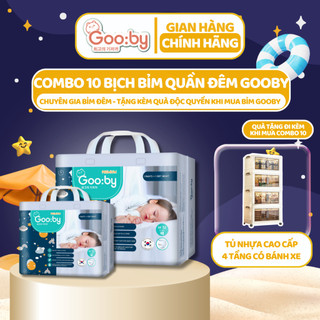  Combo 10 bịch Tã/bỉm quần Gooby Premium-Chuyên gia bỉm đêm, chống trào 12h, size M/L/XL/XXL