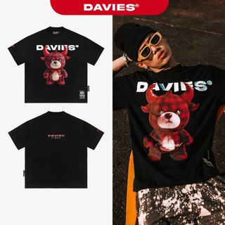 Áo thun đen nam nữ họa tiết DAVIES local brand màu đen form rộng vải cotton thoáng mát Tee Rebel Devil Teddy I D37-T4