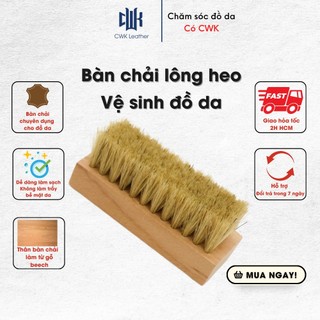 Bàn chải lông heo Woodson chuyên vệ sinh, làm sạch đồ da: túi xách, áo, ví, giày da