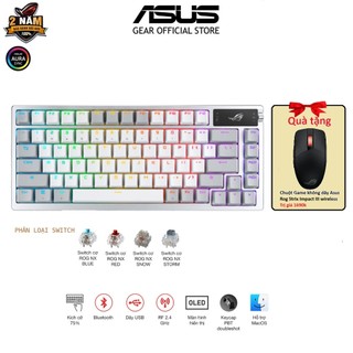 Bàn phím cơ không dây asus rog azoth , kích thước 75%, rog nx switch, màn hình oled, hot swap