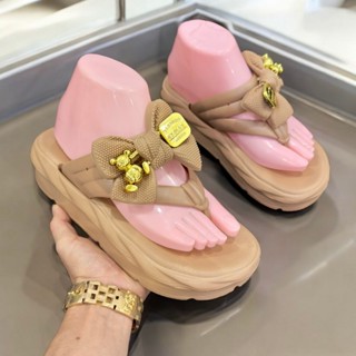  Dép xỏ ngón nữ bánh mì gắn nơ đế cao 5cm cao cấp hàng chuẩn QC chất liệu Eva siêu nhẹ êm chân D7755 