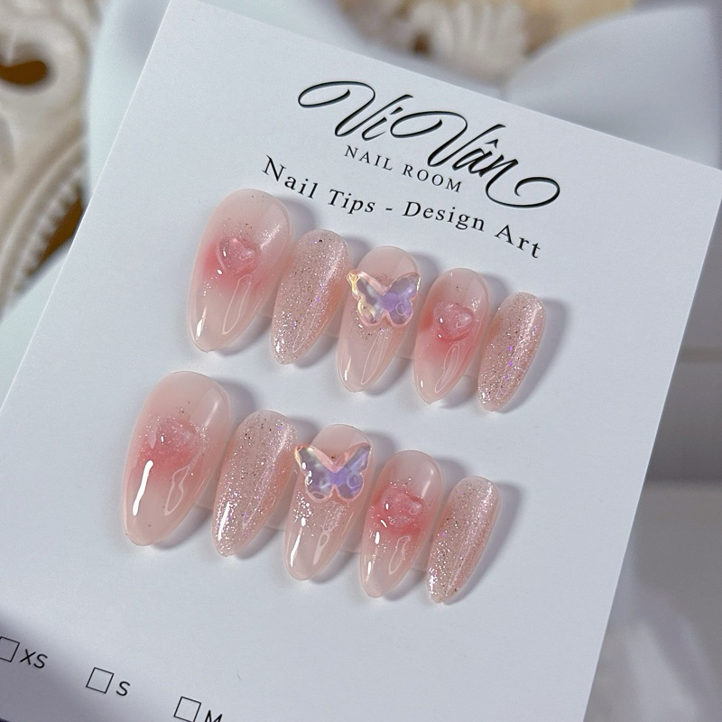 Nail box thạch cam hồng ombre
