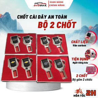 Bộ 2 chốt cài dây an toàn ô tô  chính hãng OTOBOX, ngắt tiếng chuông đai an toàn có logo đủ các hãng xe hơi