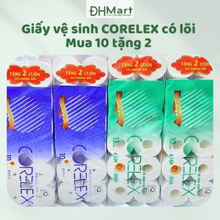 Giấy vệ sinh CORELEX - TẶNG 2 CUỘN GIÁ KHÔNG ĐỔI - giấy vệ sinh công nghệ Nhật Bản có lõi, không lõi 1,8kg
